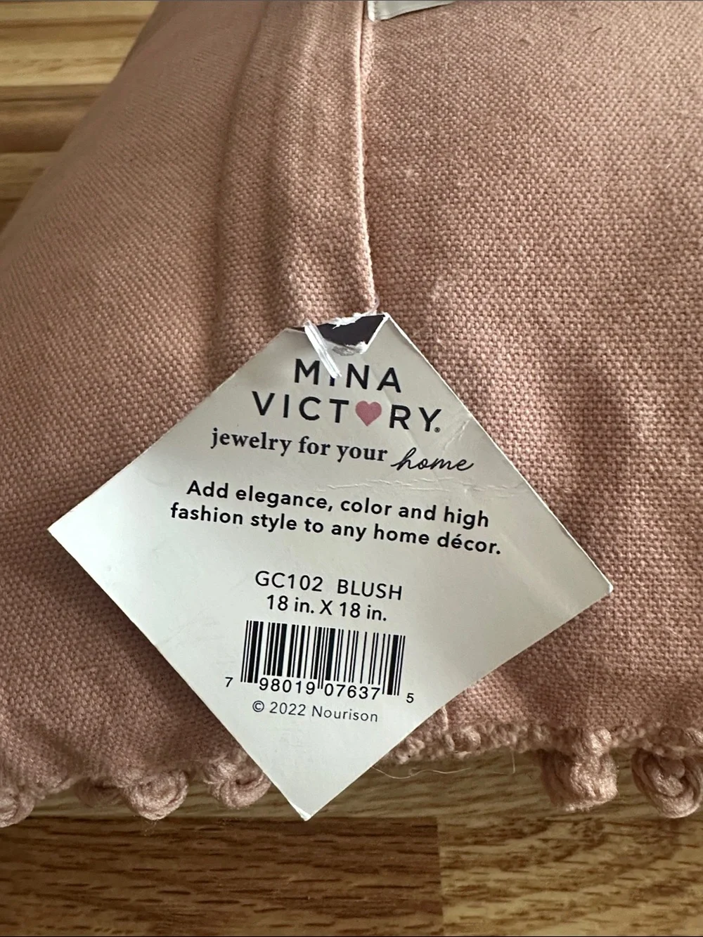 Mina Victory Chunky Knit Square Pillow - Blush Pink NWT